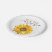 1e Eerste Verjaardagsfeest Zonnebloem Baby Meisje Papieren Bordje (Gekanteld)