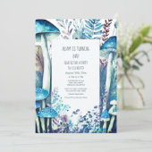 1e Eerste Verjaardagsfeestje Blauwe Paddenstoelen  Kaart (Staand voorkant)