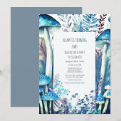 1e Eerste Verjaardagsfeestje Blauwe Paddenstoelen  Kaart (Voorkant / Achterkant)