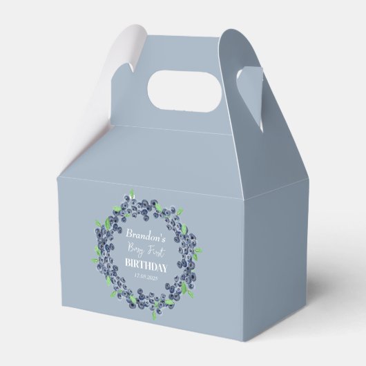 1e eerste verjaardagsfeestje Blueberry Baby Boy Bedankdoosjes (Voorkant Zijde)