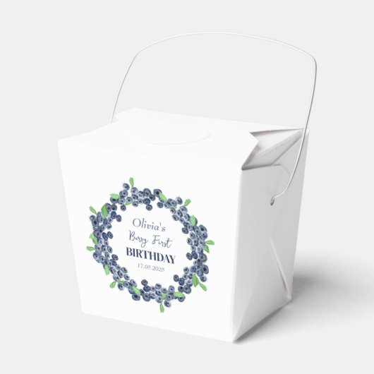 1e Eerste Verjaardagsfeestje Blueberry Baby Meisje Bedankdoosjes (Voorkant Zijde)