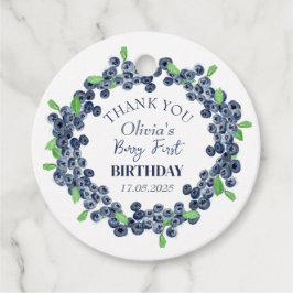 1e Eerste Verjaardagsfeestje Blueberry Baby Meisje Bedankjes Labels