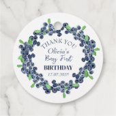 1e Eerste Verjaardagsfeestje Blueberry Baby Meisje Bedankjes Labels (Achterkant)