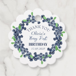 1e Eerste Verjaardagsfeestje Blueberry Baby Meisje Bedankjes Labels