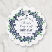 1e Eerste Verjaardagsfeestje Blueberry Baby Meisje Bedankjes Labels (Achterkant)