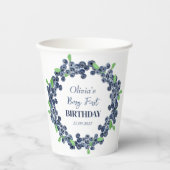 1e Eerste Verjaardagsfeestje Blueberry Baby Meisje Papieren Bekers (Voorkant)