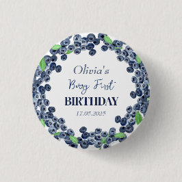 1e Eerste Verjaardagsfeestje Blueberry Baby Meisje Ronde Button 3,2 Cm