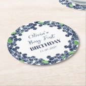 1e Eerste Verjaardagsfeestje Blueberry Baby Meisje Ronde Kartonnen Onderzetter (Gebogen)