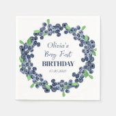 1e Eerste Verjaardagsfeestje Blueberry Baby Meisje Servet (Voorkant)