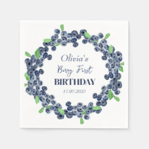 1e Eerste Verjaardagsfeestje Blueberry Baby Meisje