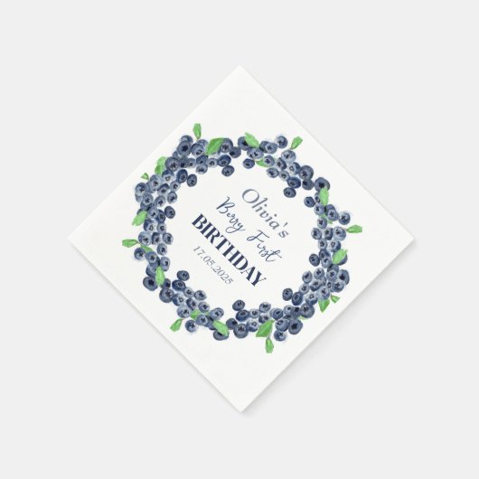 1e Eerste Verjaardagsfeestje Blueberry Baby Meisje Servet (Hoek)