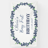 1e Eerste Verjaardagsfeestje Blueberry Baby Meisje Spandoek (Verticaal)