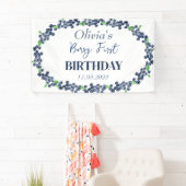 1e Eerste Verjaardagsfeestje Blueberry Baby Meisje Spandoek (Insitu)