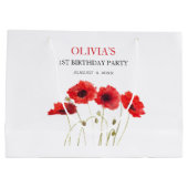 1e Eerste Verjaardagsfeestje Poppies Baby Meisje Groot Cadeauzakje (Achterkant)