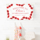 1e Eerste Verjaardagsfeestje Poppies Baby Meisje Spandoek (Insitu)