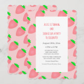 1e Eerste Zomer Verjaardag Aardbei Baby Meisje  Kaart (Voorkant / Achterkant)