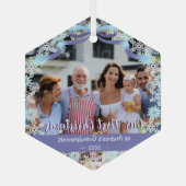 1e eeuw Nieuwe babygrootouders Zacht blauw Paars Glas Ornament (Achterkant)