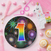 1e Evenement - Leuk, Kleurrijk, Vet, Regenboog 1 Papieren Bordje (Feest)