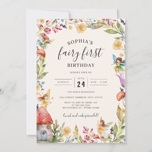 1e feeërieke eerste verjaardag kaart (Voorkant)