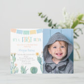 1e Fiesta Mexican Theme Boy First Birthday Party Kaart (Staand voorkant)