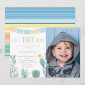 1e Fiesta Mexican Theme Boy First Birthday Party Kaart (Voorkant / Achterkant)