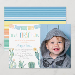 1e Fiesta Mexican Theme Boy First Birthday Party Kaart