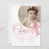 1e foto Elegante Bow Verjaardag Girly Party Kaart (Voorkant)
