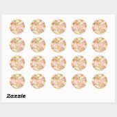 1e geboorte-meisje Shabby Chic Rozen Cottage Flora Ronde Sticker (Vel)