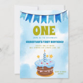 1e geboorthday Boy Cake Kaart (Voorkant)