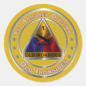 1e Gepantserde Divisie “Old Ironsides” Ronde Sticker (Voorkant)