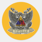 1e Gepantserde Divisie “Old Ironsides” Veteraan Ronde Sticker (Voorkant)
