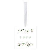 1e getrouwde Kerst Holly Rood en Groen Vakantie Kubus Ornament (Rechts)