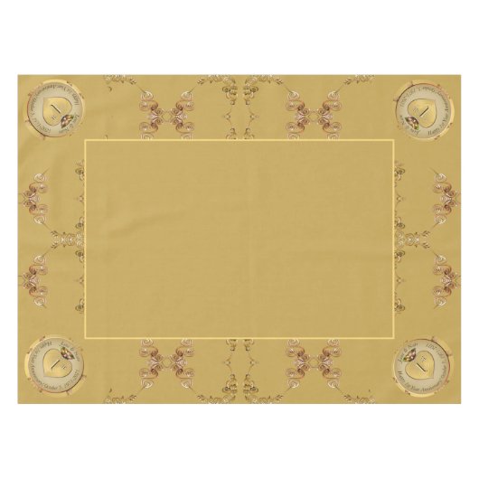 1e Golden Ochre bruiloft Jubileum tafelkleed (Voorkant (Horizontaal))