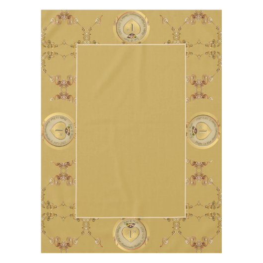 1e Golden Ochre bruiloft Jubileum tafelkleed (Voorkant)