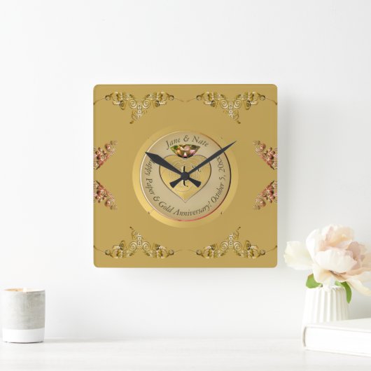 1e gouden bruiloft Jubileum Vierkante Klok (Huis)