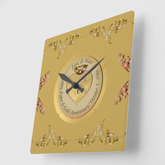1e gouden bruiloft Jubileum Vierkante Klok (Hoek)