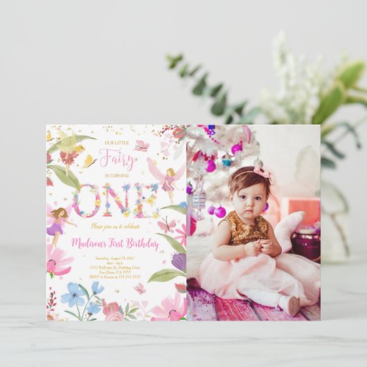 1e Gouden Fee Verjaardag Foto Kaart (Staand voorkant)