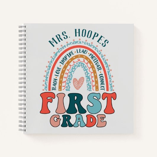 1e graad leraar Gift Hardcover regenboogspiraal Notitieboek (Voorkant)
