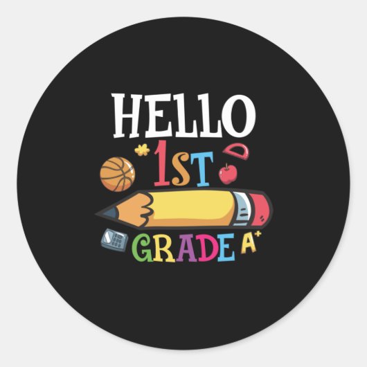 1e graad leraar Hallo eerste graad potlood Ronde Sticker (Voorkant)