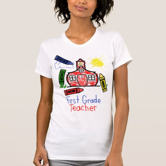 1e graad leraar T Shirt - Schoolhouse & Crayons (Voorkant)