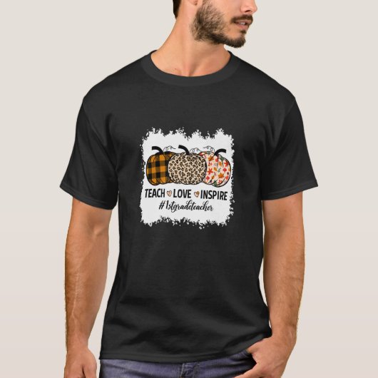 1e graad leraar terug naar school pompoenHerfst Te T-shirt (Voorkant)