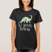 1e graad Saurus Floral Dinosaur leraar terug naar  T-shirt (Voorkant)