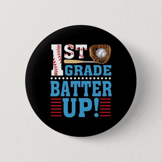 1e graad terug naar school 1e graad Batter omhoog  Ronde Button 5,7 Cm (Voorkant)