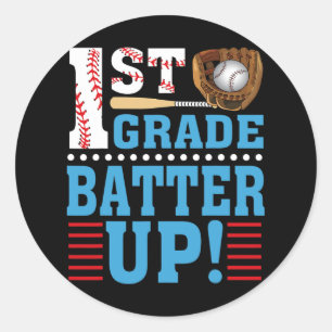 1e graad terug naar school 1e graad Batter omhoog Ronde Sticker