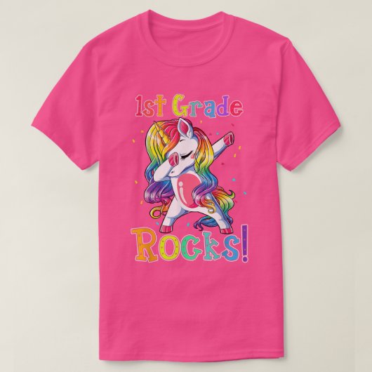 1e graads Rocks abbing Unicorn Funny Back to Scho T-shirt (Design voorkant)