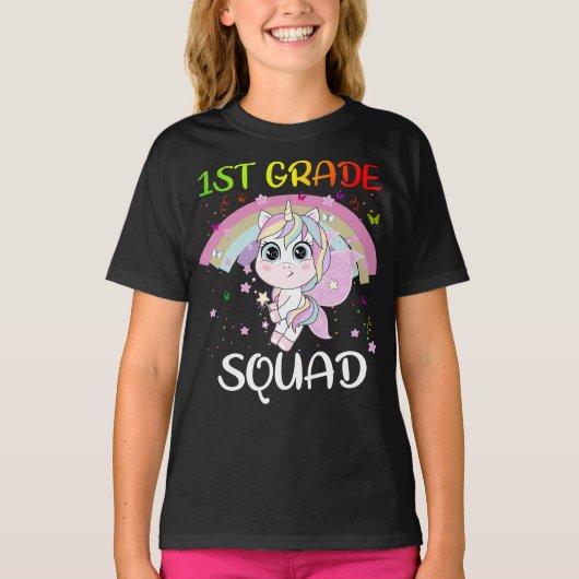 1e Grade Squad Third Teacher Student Team Unicorn T-shirt (Voorkant)