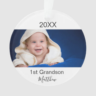 1e Grandson baby, op maat gemaakte foto grootouder Ornament