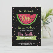 1e Groene Watermeloen Verjaardag Uitnodigingen (Staand voorkant)