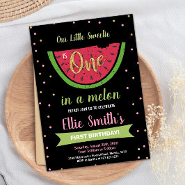 1e Groene Watermeloen Verjaardag Uitnodigingen