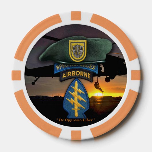 1e Groep Special Forces Groene Baretten Vets Pokerchips (Voorkant)